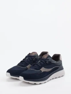 Geox – Sneaker aus Veloursleder und Mesh blau