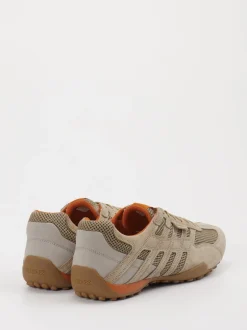 Geox – Sneaker aus Velour/Textil in Beigebraun