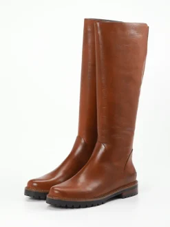 Ginger & Glove – Kniehohe Stiefel aus Kalbleder cognac
