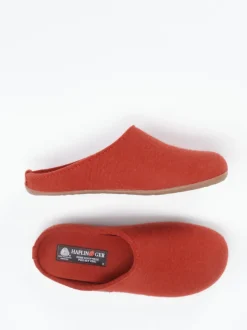 Haflinger – Filzpantoffeln aus Wollfilz tomatenrot