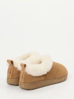 Haflinger – Hausschuhe aus Veloursleder camelbraun