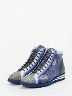Harris – High-Top Sneaker aus geprägtem Leder blau