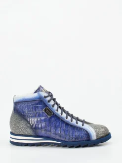 Harris – High-Top Sneaker aus geprägtem Leder blau