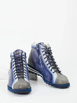 Harris – High-Top Sneaker aus geprägtem Leder blau