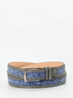 Harris – Schmaler Gürtel aus geprägtem Leder blau