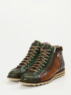 Harris – Schnürboots aus geprägtem Leder cognacbraun