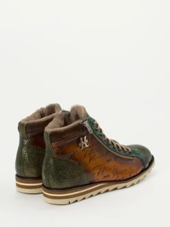 Harris – Schnürboots aus geprägtem Leder cognacbraun