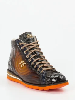 Harris – Schnürboots aus geprägtem Leder dunkelbraun