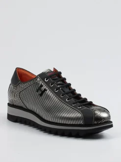 Harris – Schnürschuh aus geprägtem Leder in Grau