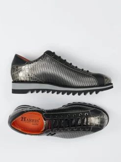 Harris – Schnürschuh aus geprägtem Leder in Grau