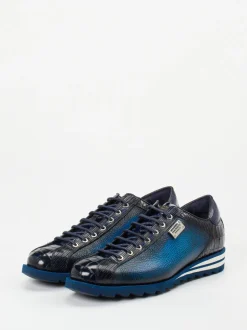 Harris – Sneaker aus geprägtem Leder in Blau
