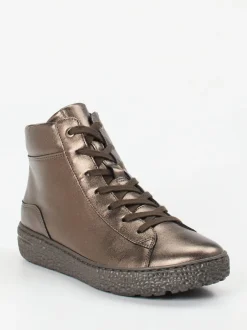 Hartjes – High-Top-Sneaker aus Metallicleder bronzebraun