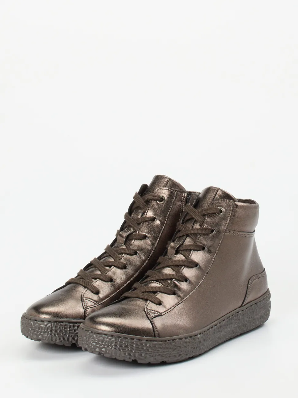 Hartjes – High-Top-Sneaker aus Metallicleder bronzebraun