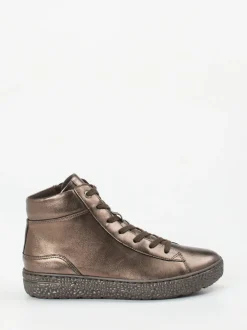 Hartjes – High-Top-Sneaker aus Metallicleder bronzebraun
