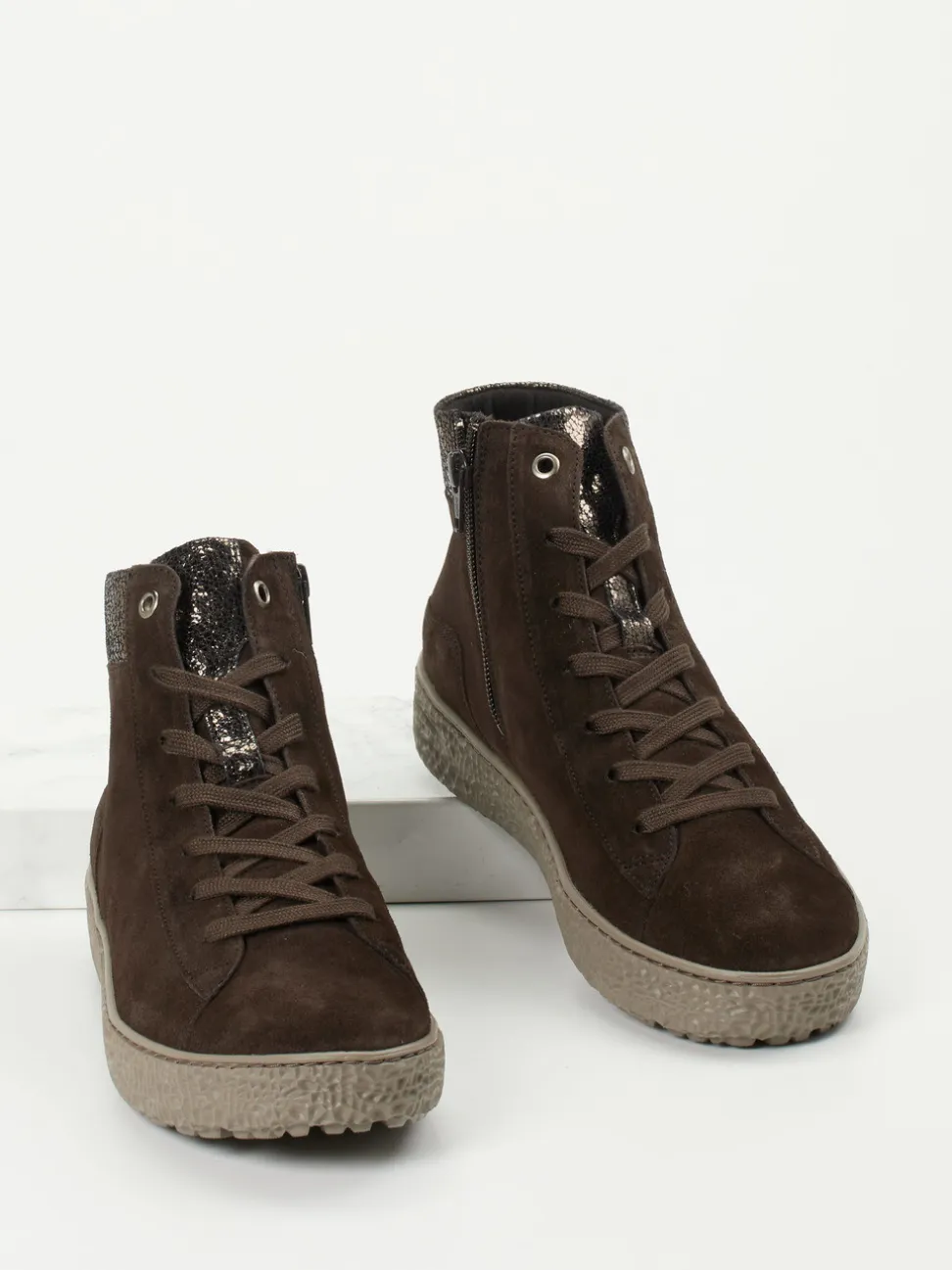 Hartjes – High-Top-Sneaker aus Veloursleder braun