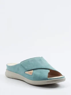 Hartjes – Komfort-Pantolette aus Veloursleder Aquamarin