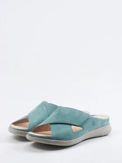 Hartjes – Komfort-Pantolette aus Veloursleder Aquamarin