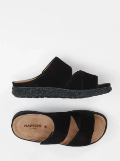 Hartjes – Komfort-Pantolette aus Veloursleder schwarz
