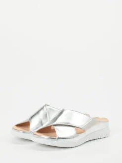 Hartjes – Komfort-Pantolette aus Metallicleder silber