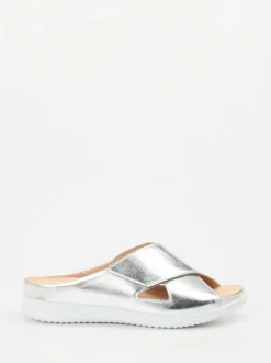 Hartjes – Komfort-Pantolette aus Metallicleder silber