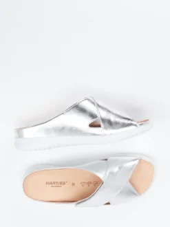 Hartjes – Komfort-Pantolette aus Metallicleder silber