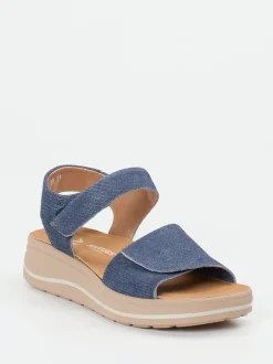 Hartjes – Komfortsandale aus Veloursleder denimblau
