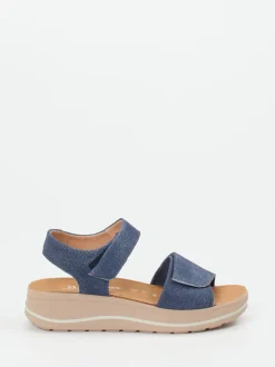 Hartjes – Komfortsandale aus Veloursleder denimblau