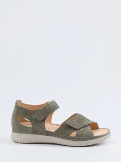 Hartjes – Komfortsandalen aus Veloursleder olivgrau