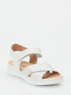 Hartjes – Komfortsandalen aus geprägtem Leder Offwhite