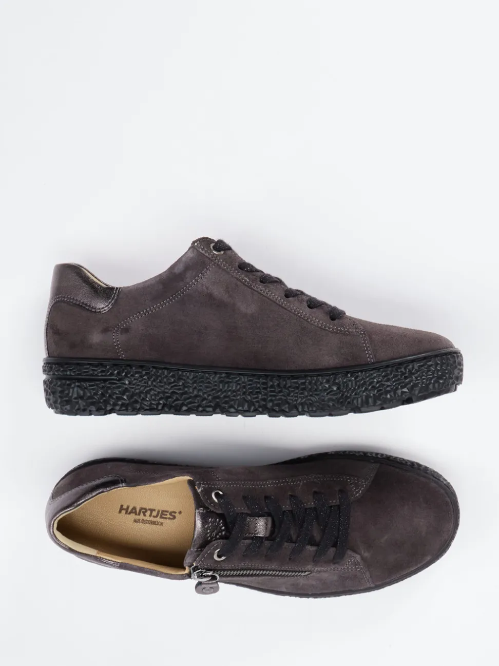 Hartjes – Komfort-Sneaker aus Veloursleder anthrazit