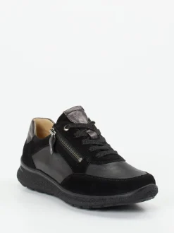 Hartjes – Komfort-Sneaker aus Velours- und Glattleder Schwarz