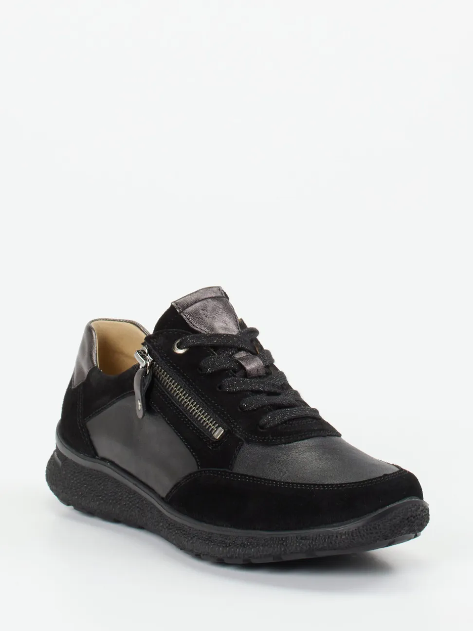 Hartjes – Komfort-Sneaker aus Velours- und Glattleder Schwarz