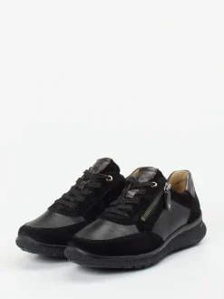 Hartjes – Komfort-Sneaker aus Velours- und Glattleder Schwarz