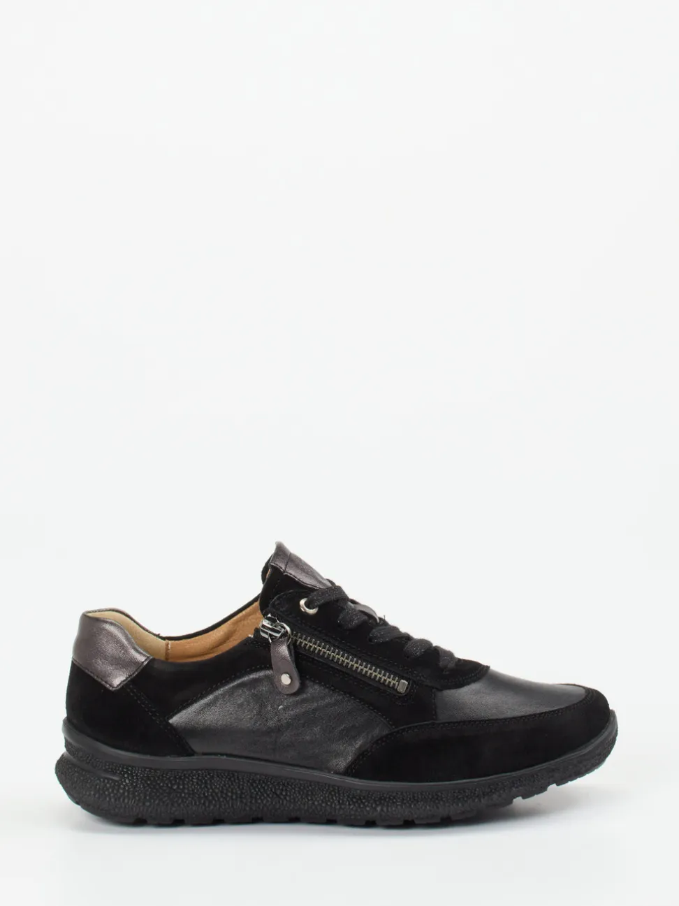 Hartjes – Komfort-Sneaker aus Velours- und Glattleder Schwarz