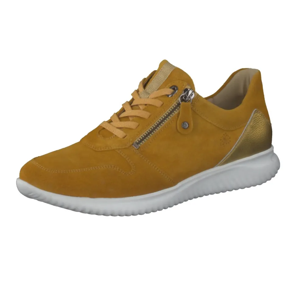Hartjes – Komfort-Sneaker aus Veloursleder Senfgelb