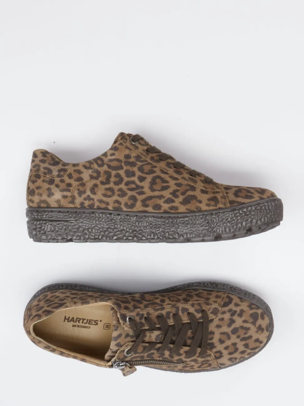 Hartjes – Komfort-Sneaker aus geprägtem Leder braun