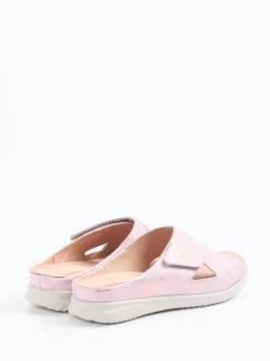 Hartjes – Pantolette aus geprägtem Leder rosé-metallic