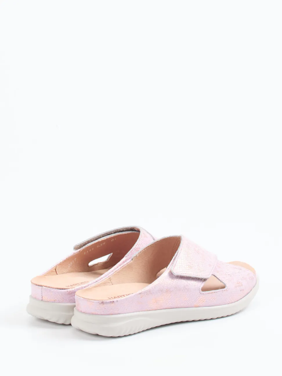 Hartjes – Pantolette aus geprägtem Leder rosé-metallic