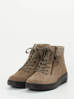 Hartjes – Schnürboots aus Veloursleder in Taupe