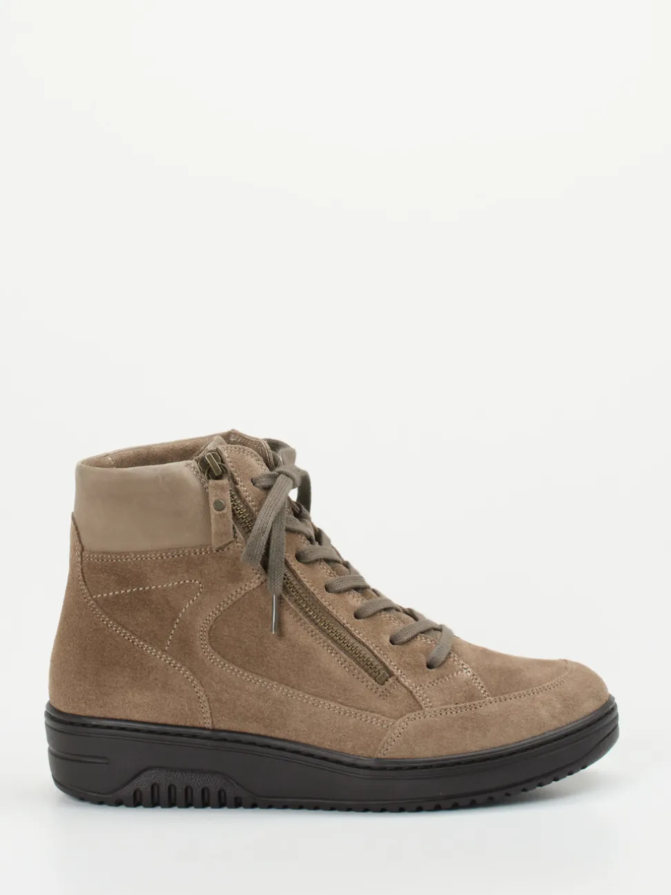 Hartjes – Schnürboots aus Veloursleder in Taupe