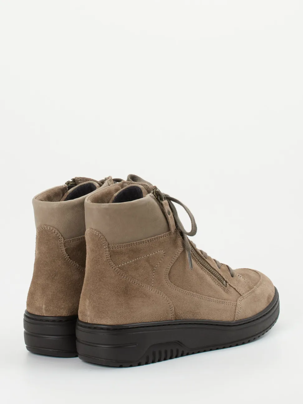 Hartjes – Schnürboots aus Veloursleder in Taupe