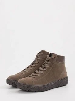 Hartjes – Schnürboots aus Veloursleder taupebraun
