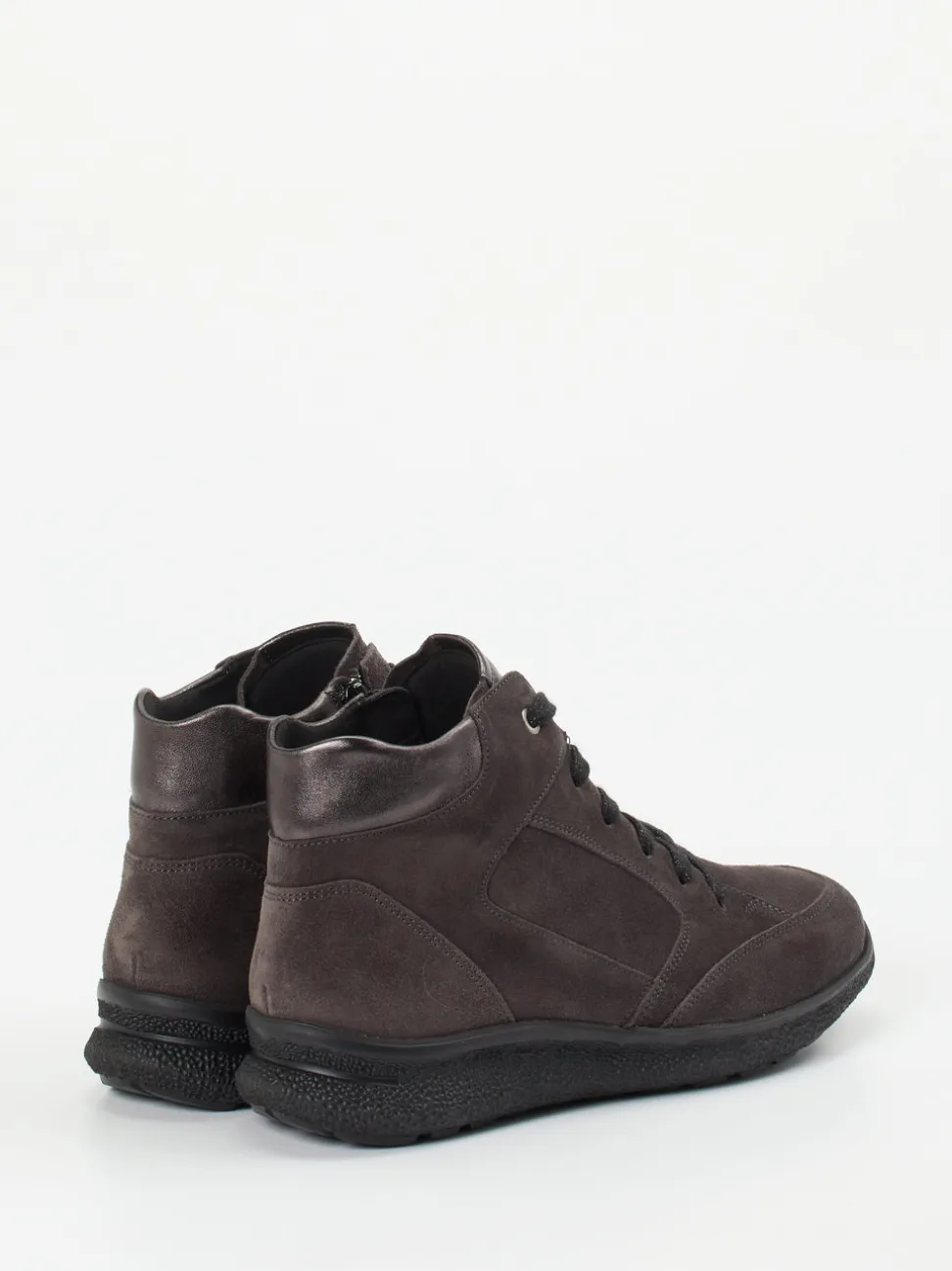 Hartjes – Schnürstiefelette aus Veloursleder grau