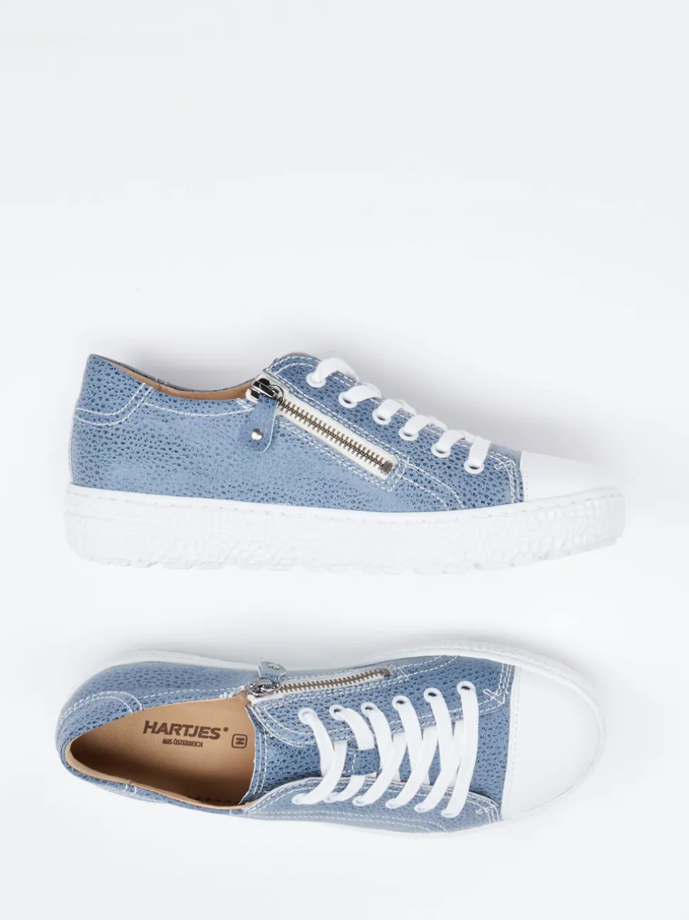 Hartjes – Sneaker aus geprägtem Leder jeansblau