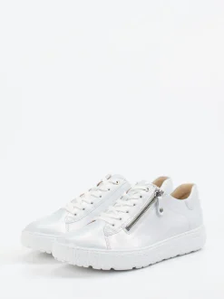 Hartjes – Sneaker aus Metallicleder perlmuttweiß