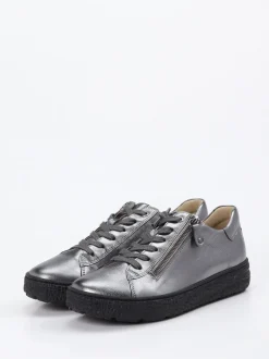 Hartjes – Sneaker aus Metallicleder silberfarben