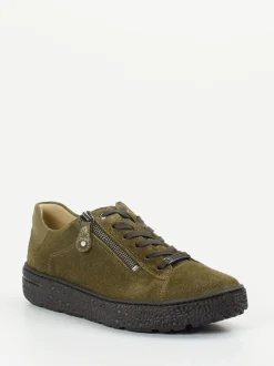 Hartjes – Sneaker aus Veloursleder in Olivgrün