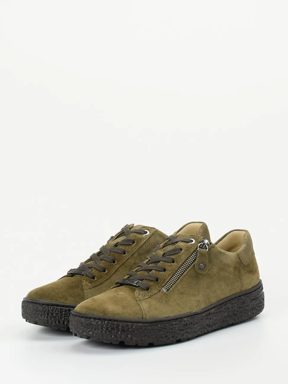Hartjes – Sneaker aus Veloursleder in Olivgrün
