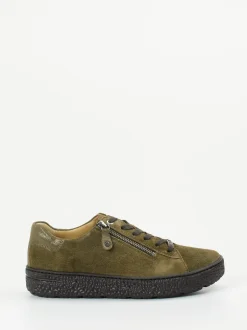 Hartjes – Sneaker aus Veloursleder in Olivgrün