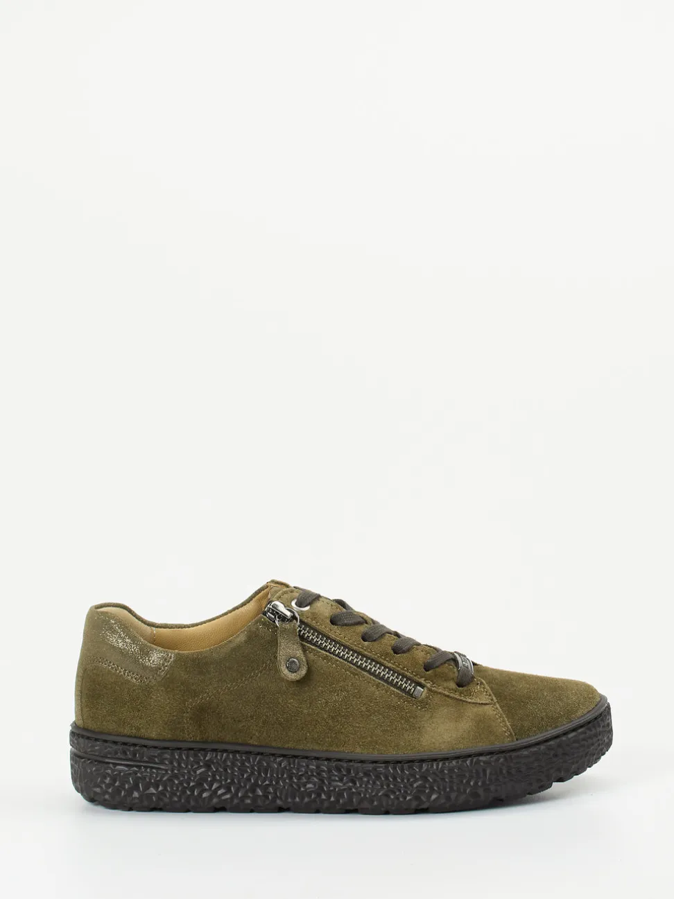 Hartjes – Sneaker aus Veloursleder in Olivgrün